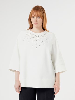 Embroidered jersey sweatshirt - IVORY - Marina Rinaldi - 3