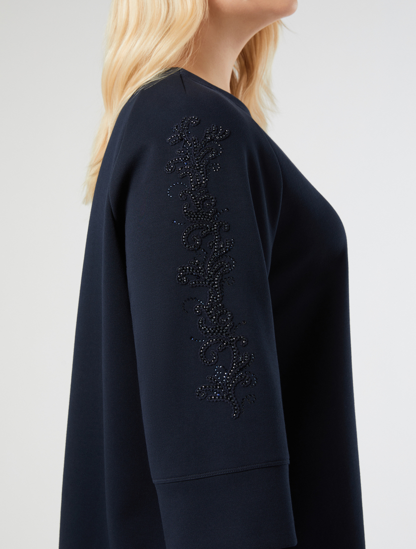 Felpa in jersey con ricamo - BLU - Marina Rinaldi - 5