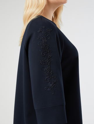 Embroidered jersey sweatshirt - NAVY - Marina Rinaldi - 5
