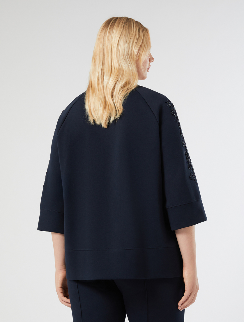 Felpa in jersey con ricamo - BLU - Marina Rinaldi - 4