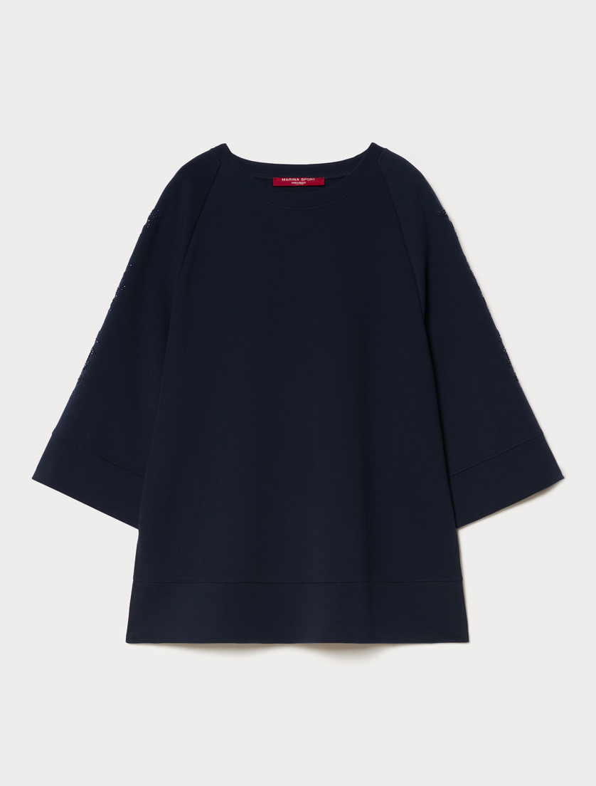 Felpa in jersey con ricamo - BLU - Marina Rinaldi