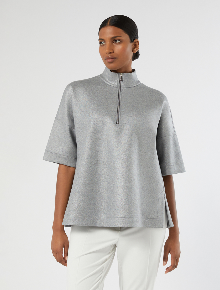 Felpa in jersey laminato - GRIGIO MEDIO - Marina Rinaldi - 3