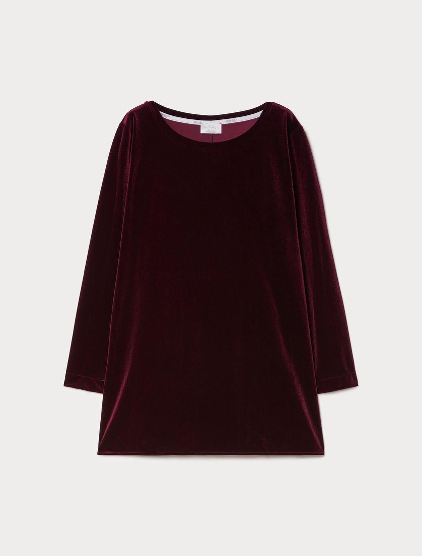 Velvet jersey tunic - BORDEAUX - Marina Rinaldi