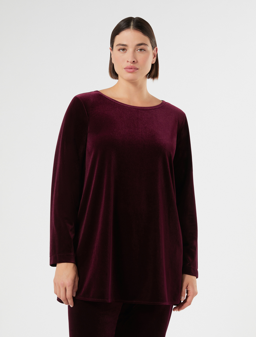 Velvet jersey tunic - BORDEAUX - Marina Rinaldi - 3