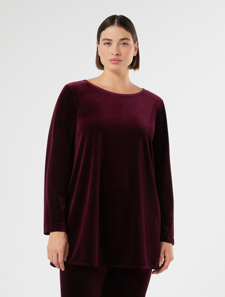 Velvet jersey tunic - BORDEAUX