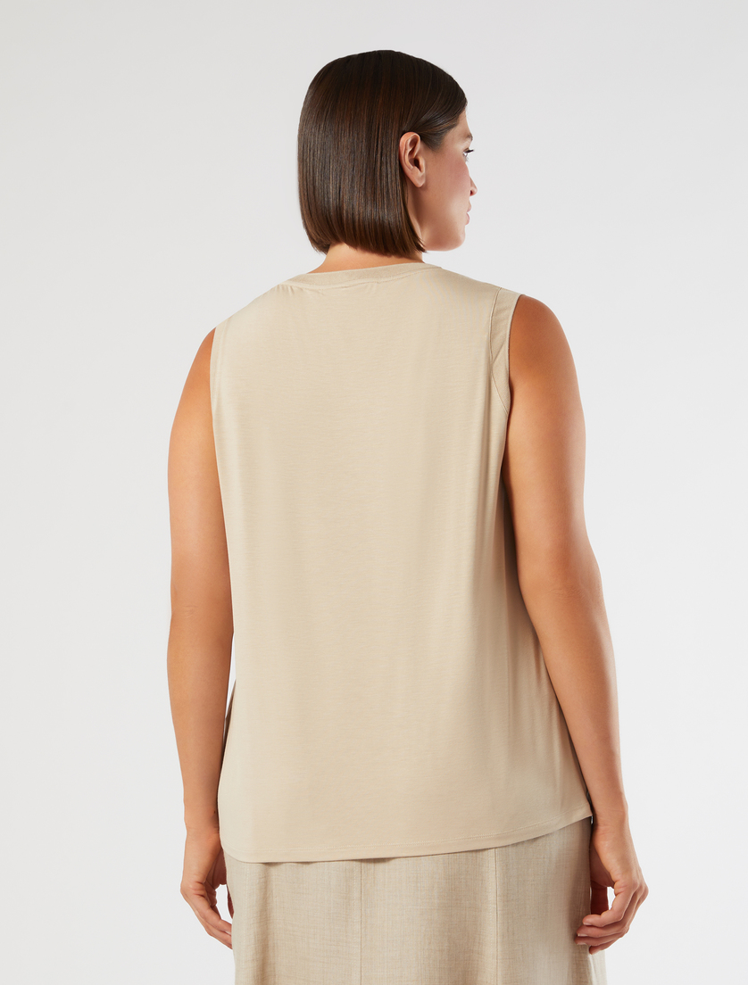 Jersey and satin top - SAND - Marina Rinaldi - 4