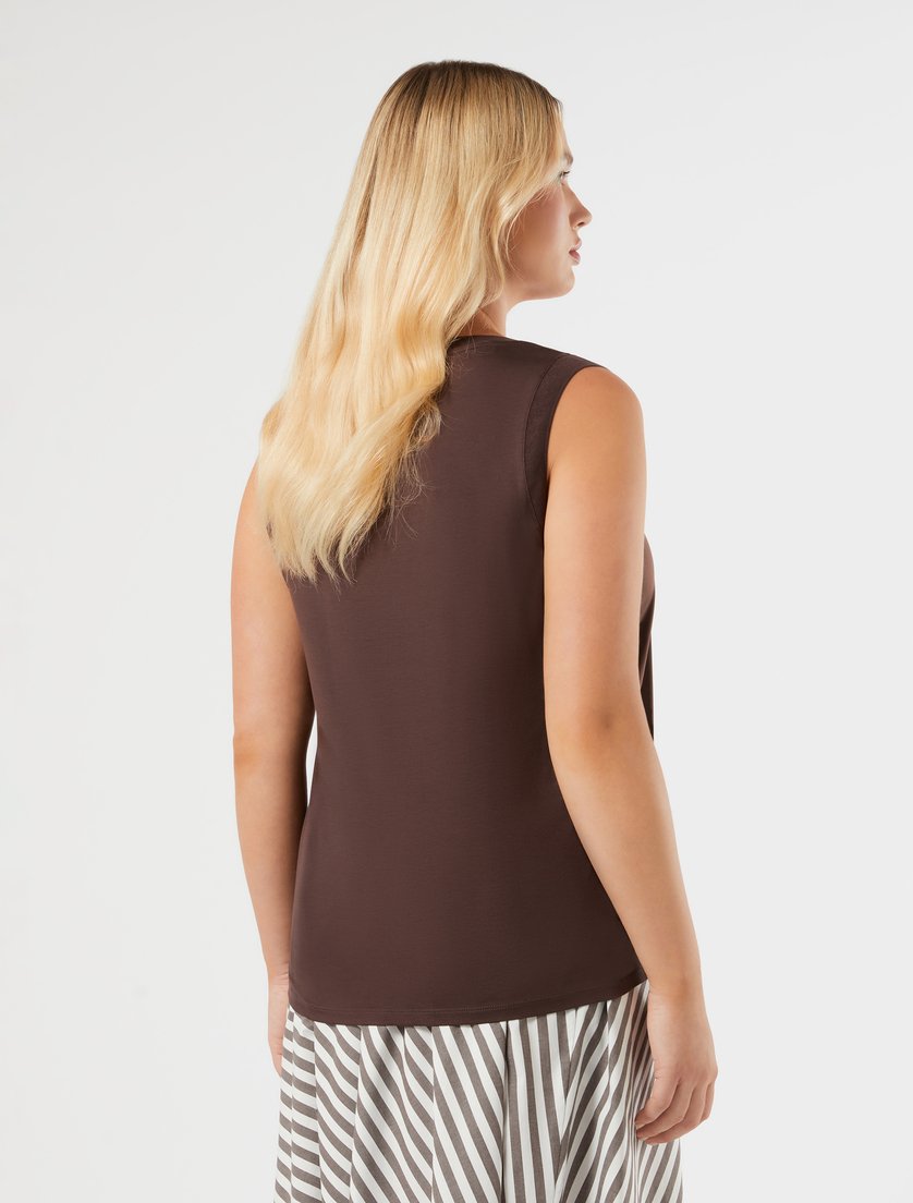 Jersey and satin top - CHOCOLATE - Marina Rinaldi - 4