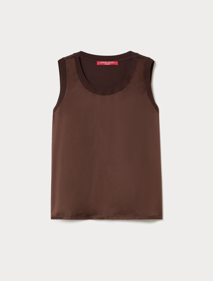 Jersey and satin top - CHOCOLATE - Marina Rinaldi