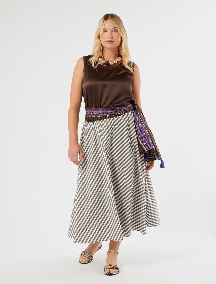 Jersey and satin top - CHOCOLATE - Marina Rinaldi - 2