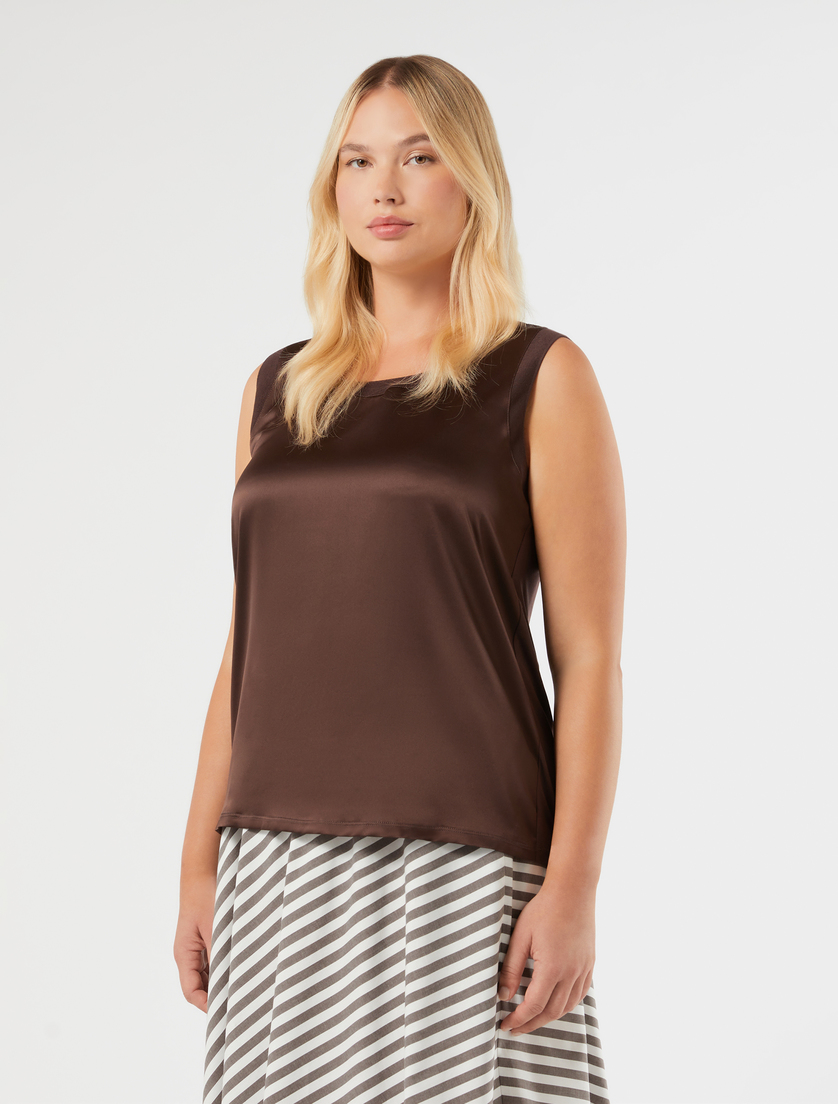 Jersey and satin top - CHOCOLATE - Marina Rinaldi - 3