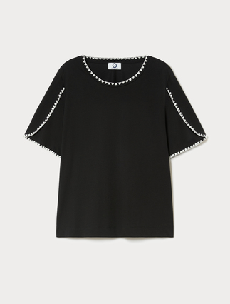 T-Shirt Donna Curvy Elegante In Cotone - Girocollo Fantasia - Top Estivo Basic Manica Corta, Vestibilità Regolare