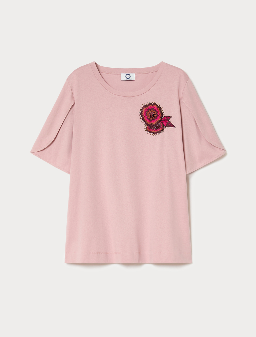 T-shirt in jersey di cotone - ROSA ANTICO - Marina Rinaldi