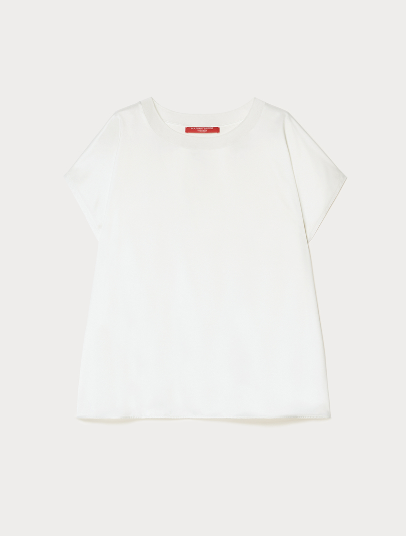 Jersey and satin T-shirt - IVORY - Marina Rinaldi