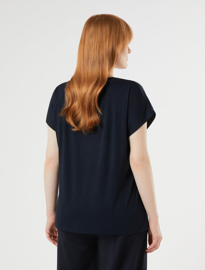 Jersey and satin T-shirt - MIDNIGHTBLUE - Marina Rinaldi - 4