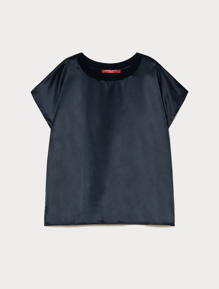 Jersey and satin T-shirt - MIDNIGHTBLUE - Marina Rinaldi