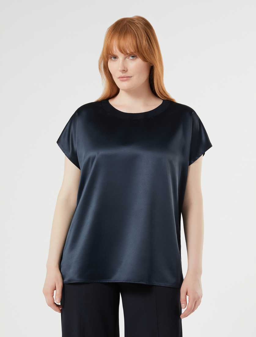 Jersey and satin T-shirt - MIDNIGHTBLUE - Marina Rinaldi - 3