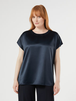 Jersey and satin T-shirt - MIDNIGHTBLUE