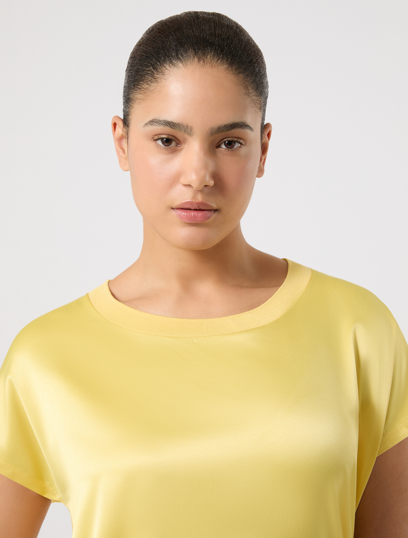 Jersey and satin T-shirt - YELLOW - Marina Rinaldi - 5