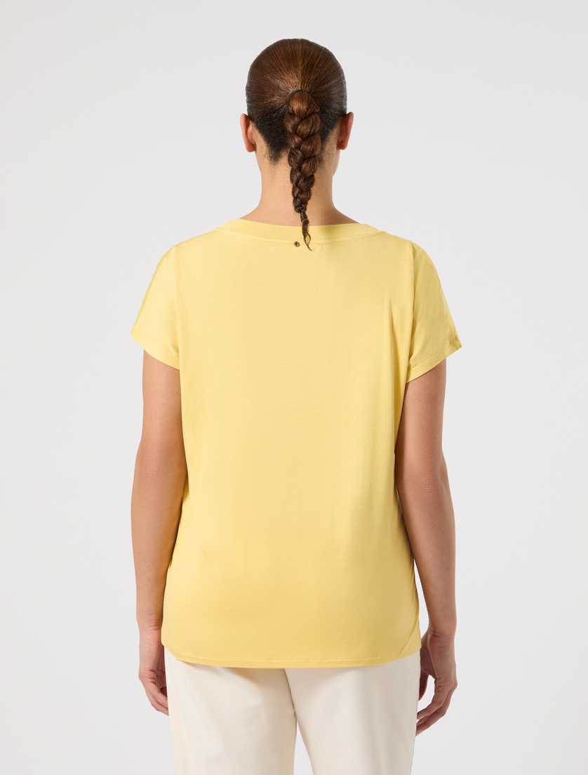 Jersey and satin T-shirt - YELLOW - Marina Rinaldi - 4