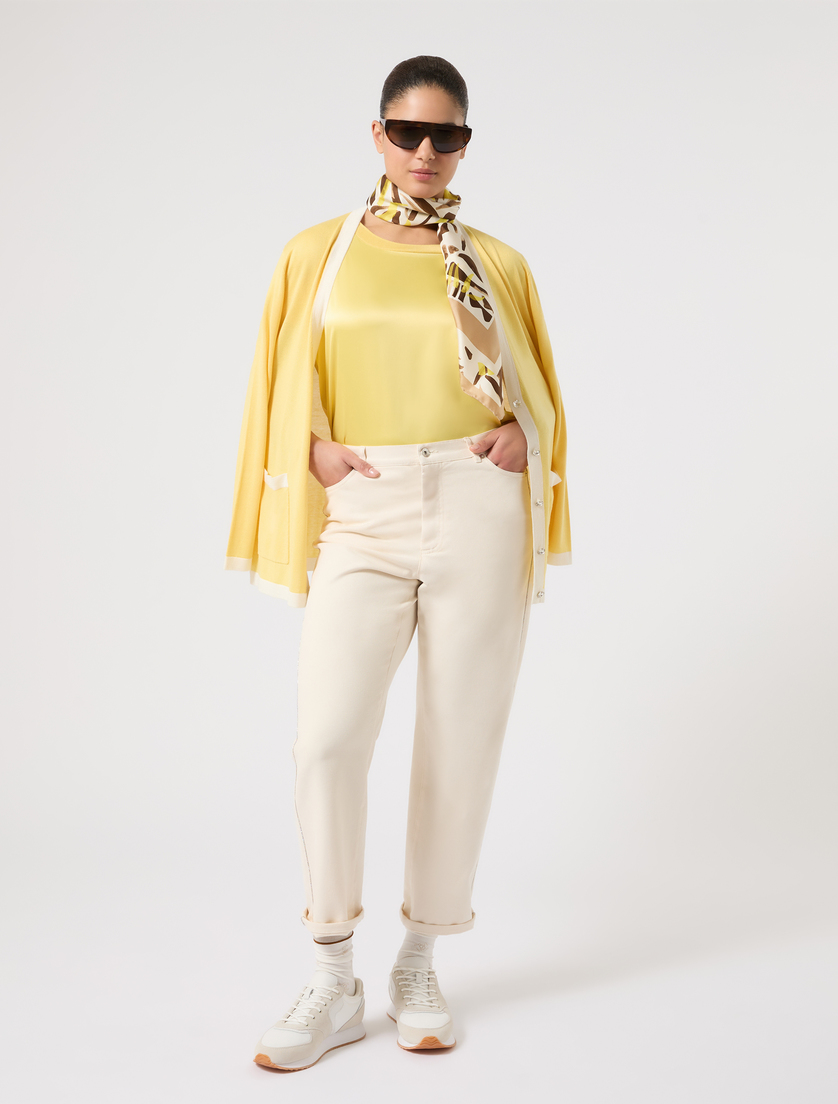 Jersey and satin T-shirt - YELLOW - Marina Rinaldi - 2