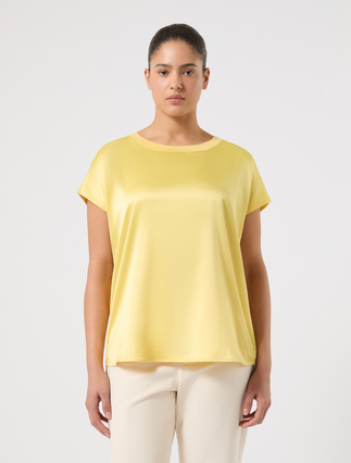 Jersey and satin T-shirt - YELLOW