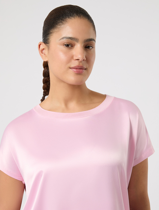 Jersey and satin T-shirt - PINK - Marina Rinaldi - 5