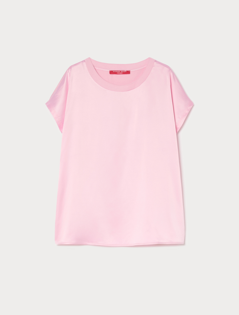 Jersey and satin T-shirt - PINK - Marina Rinaldi