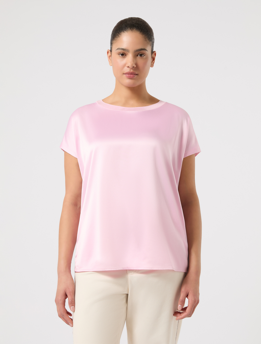 Jersey and satin T-shirt - PINK - Marina Rinaldi - 3