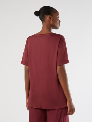 Jersey T-shirt with gathering - WINE-COLOURED - Marina Rinaldi - 4