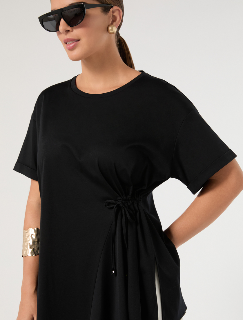 Gerafftes Jersey-T-Shirt - SCHWARZ - Marina Rinaldi - 5