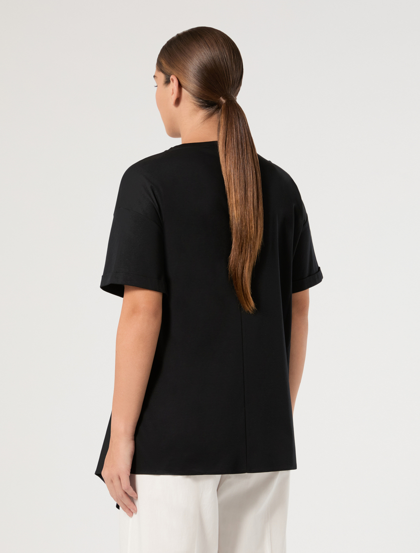 Gerafftes Jersey-T-Shirt - SCHWARZ - Marina Rinaldi - 4