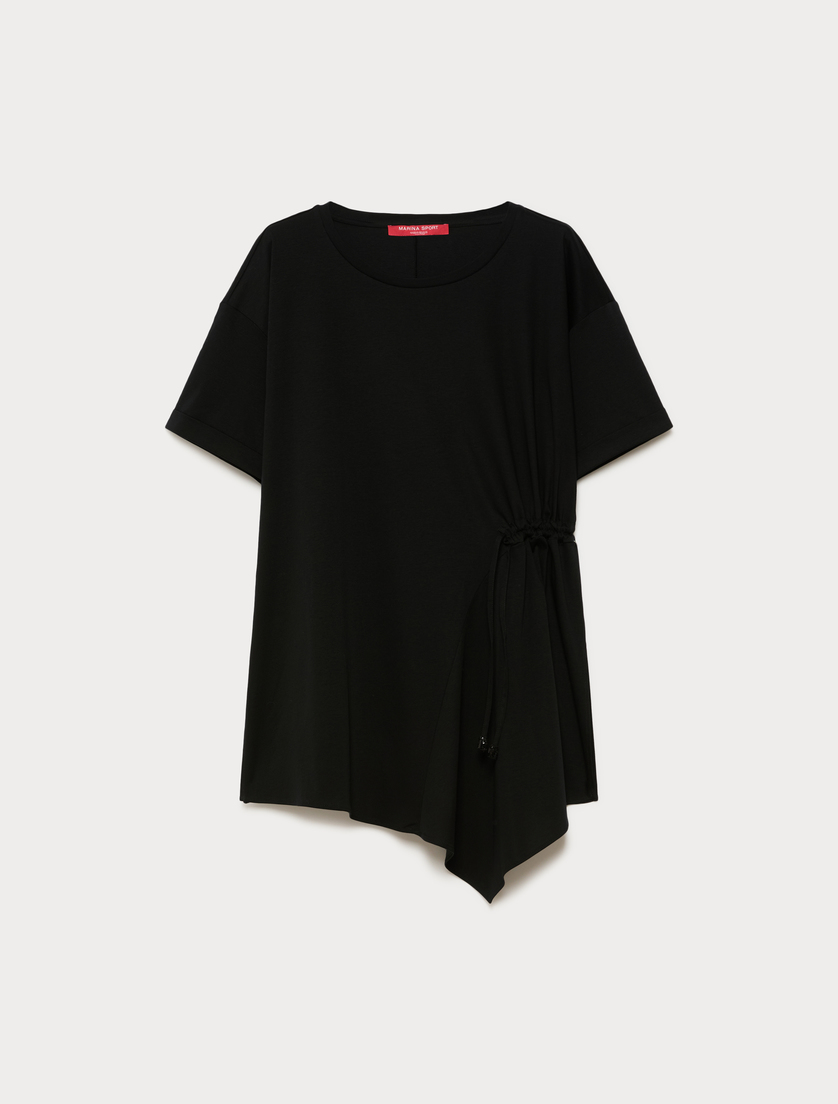 Gerafftes Jersey-T-Shirt - SCHWARZ - Marina Rinaldi