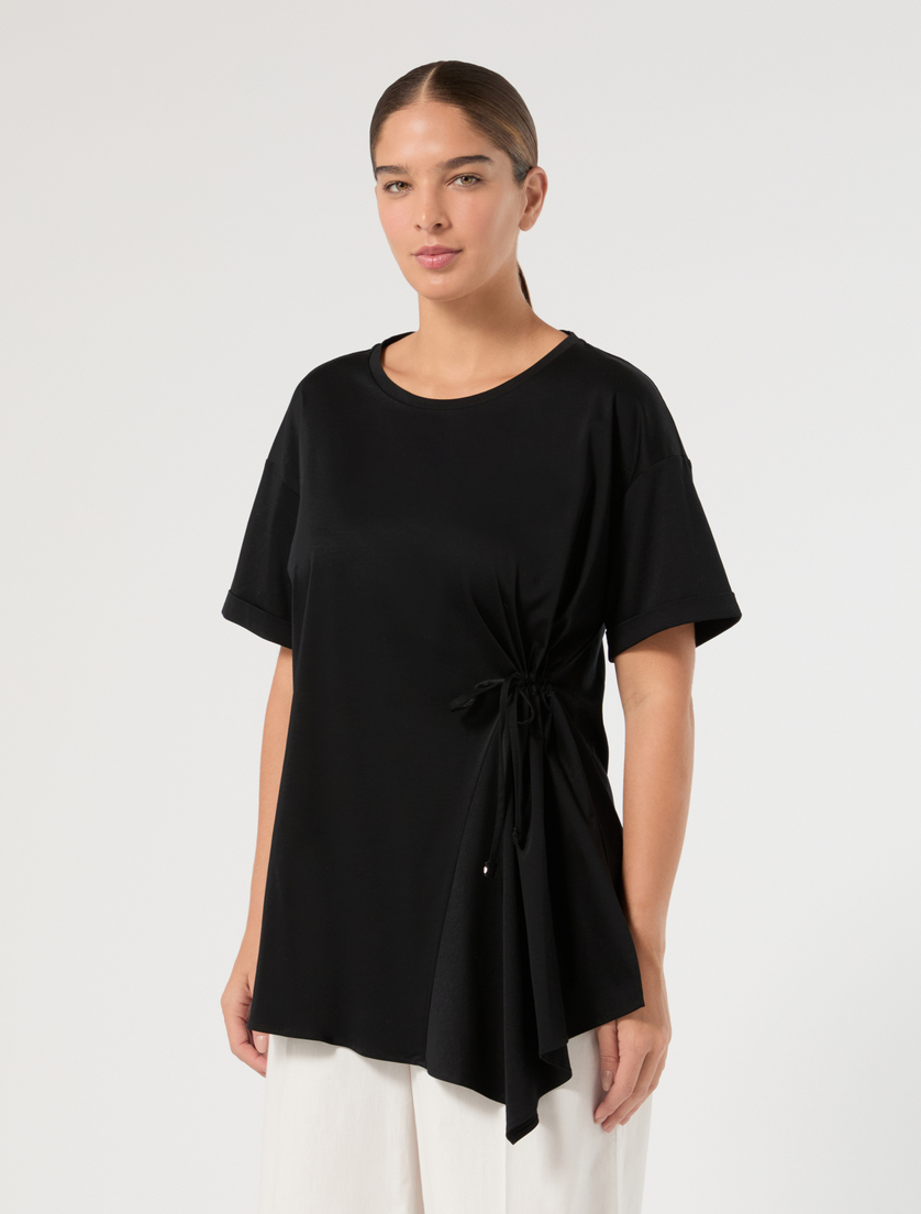 Gerafftes Jersey-T-Shirt - SCHWARZ - Marina Rinaldi - 3