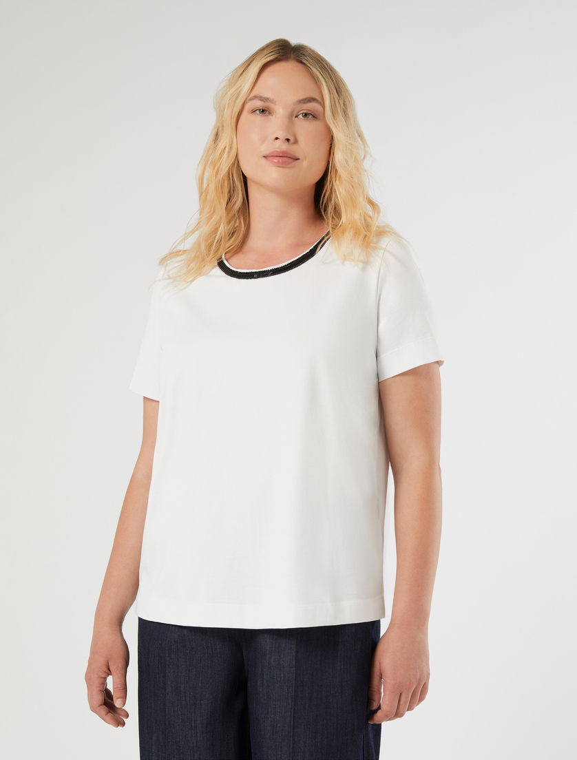 Cotton jersey T-shirt - OPTICAL WHITE - Marina Rinaldi - 3