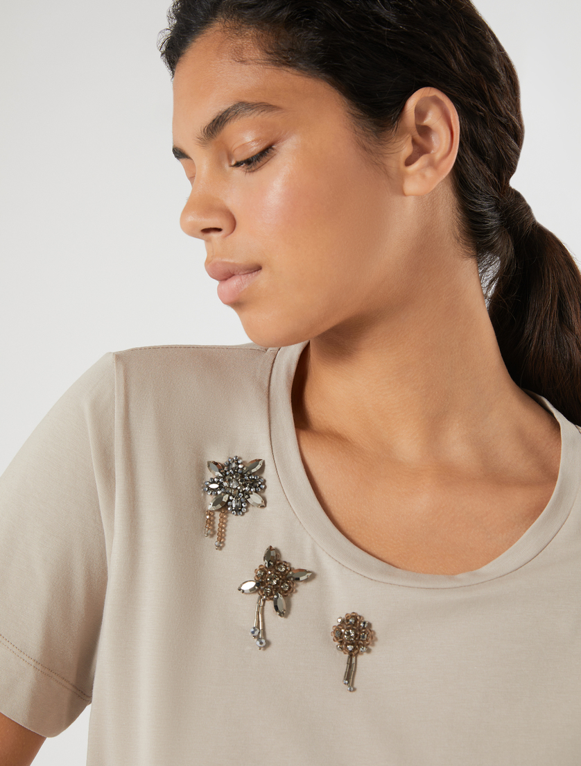 T-shirt en jersey de coton - GRIS TOURTERELLE - Marina Rinaldi - 5