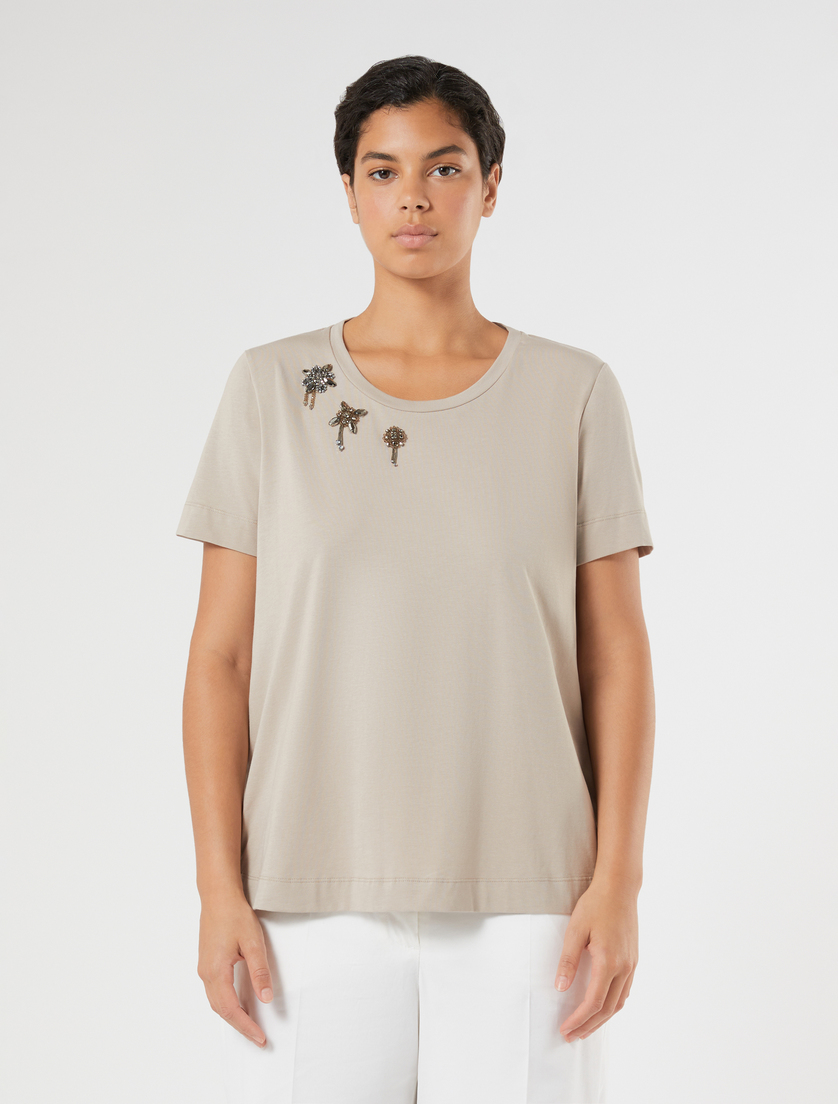 T-shirt en jersey de coton - GRIS TOURTERELLE - Marina Rinaldi - 3
