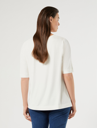 Jersey and silk T-shirt - IVORY - Marina Rinaldi - 4