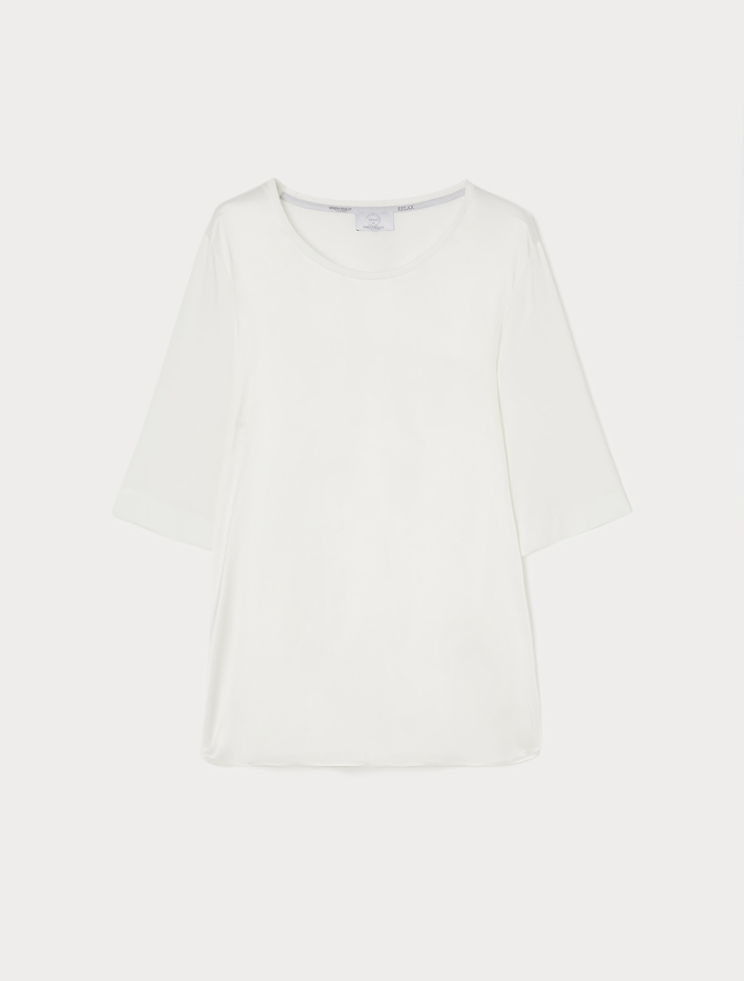 T-Shirt aus Jersey und Seide - ELFENBEINFARBEN - Marina Rinaldi