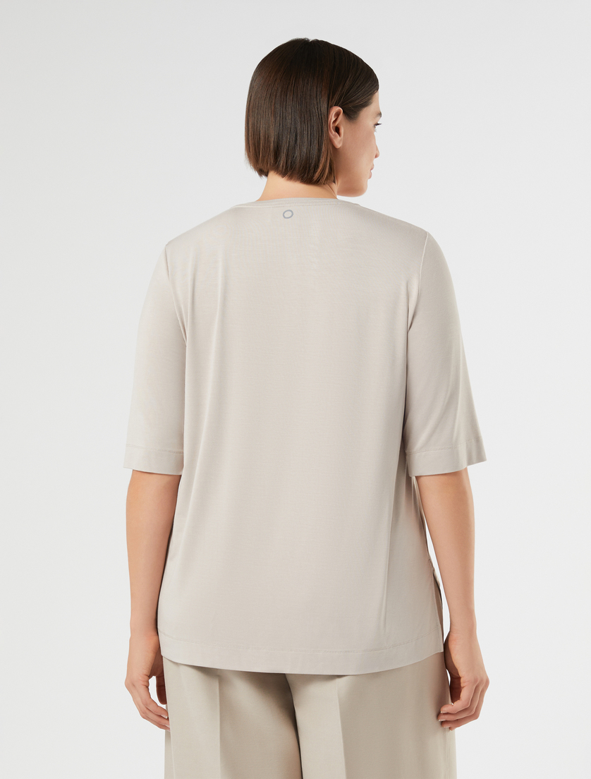 Jersey and silk T-shirt - TURTLEDOVE - Marina Rinaldi - 4