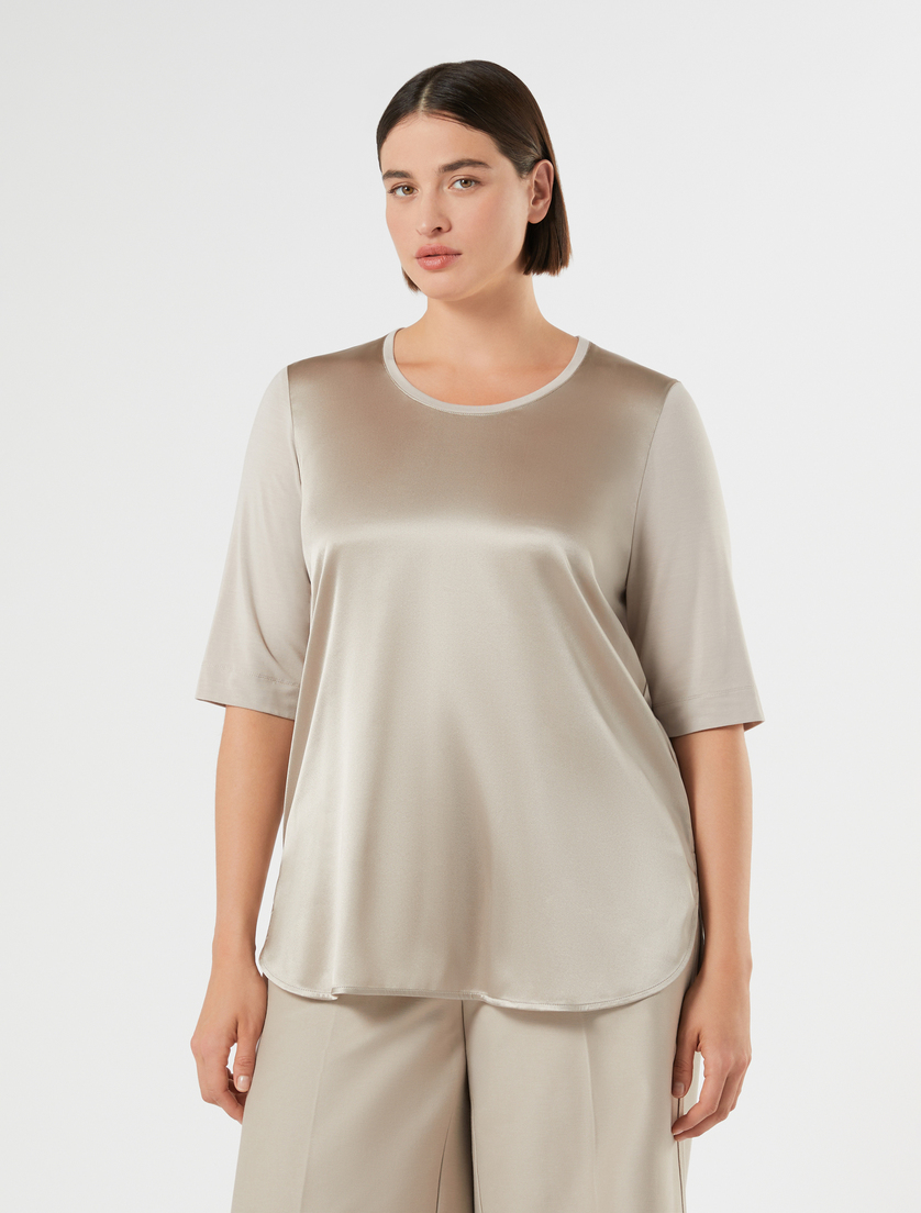 Jersey and silk T-shirt - TURTLEDOVE - Marina Rinaldi - 3