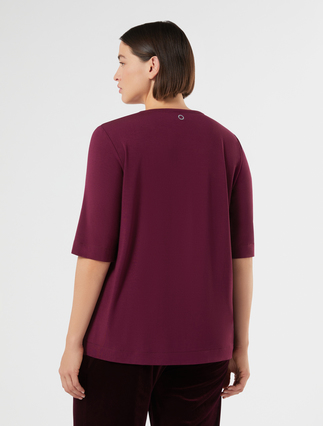 T-shirt en jersey et soie - BORDEAUX - Marina Rinaldi - 4