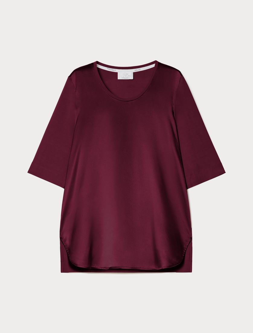 Jersey and silk T-shirt - BORDEAUX - Marina Rinaldi