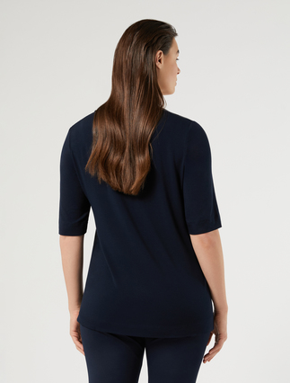 Jersey and silk T-shirt - MIDNIGHTBLUE - Marina Rinaldi - 4