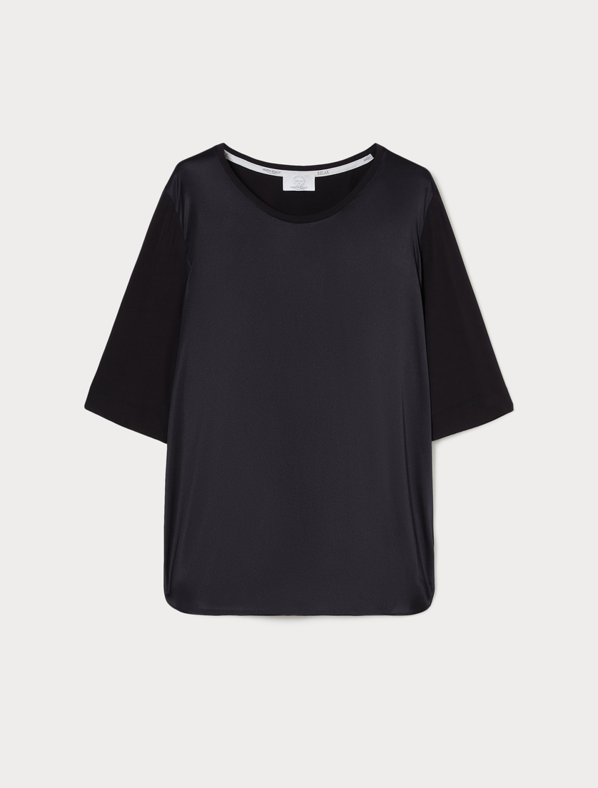 T-Shirt aus Jersey und Seide - NACHTBLAU - Marina Rinaldi