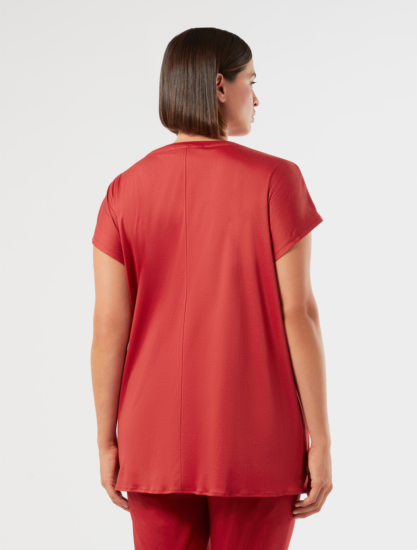 Draped jersey T-shirt - RED - Marina Rinaldi - 4