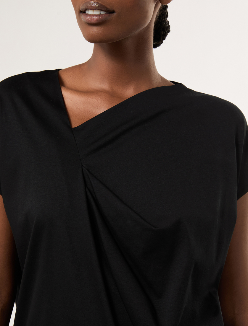 Draped jersey T-shirt - BLACK - Marina Rinaldi - 5