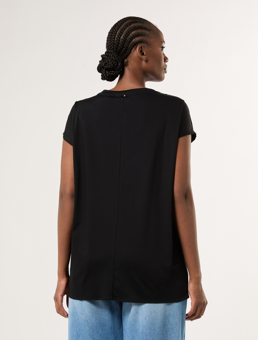 Draped jersey T-shirt - BLACK - Marina Rinaldi - 4