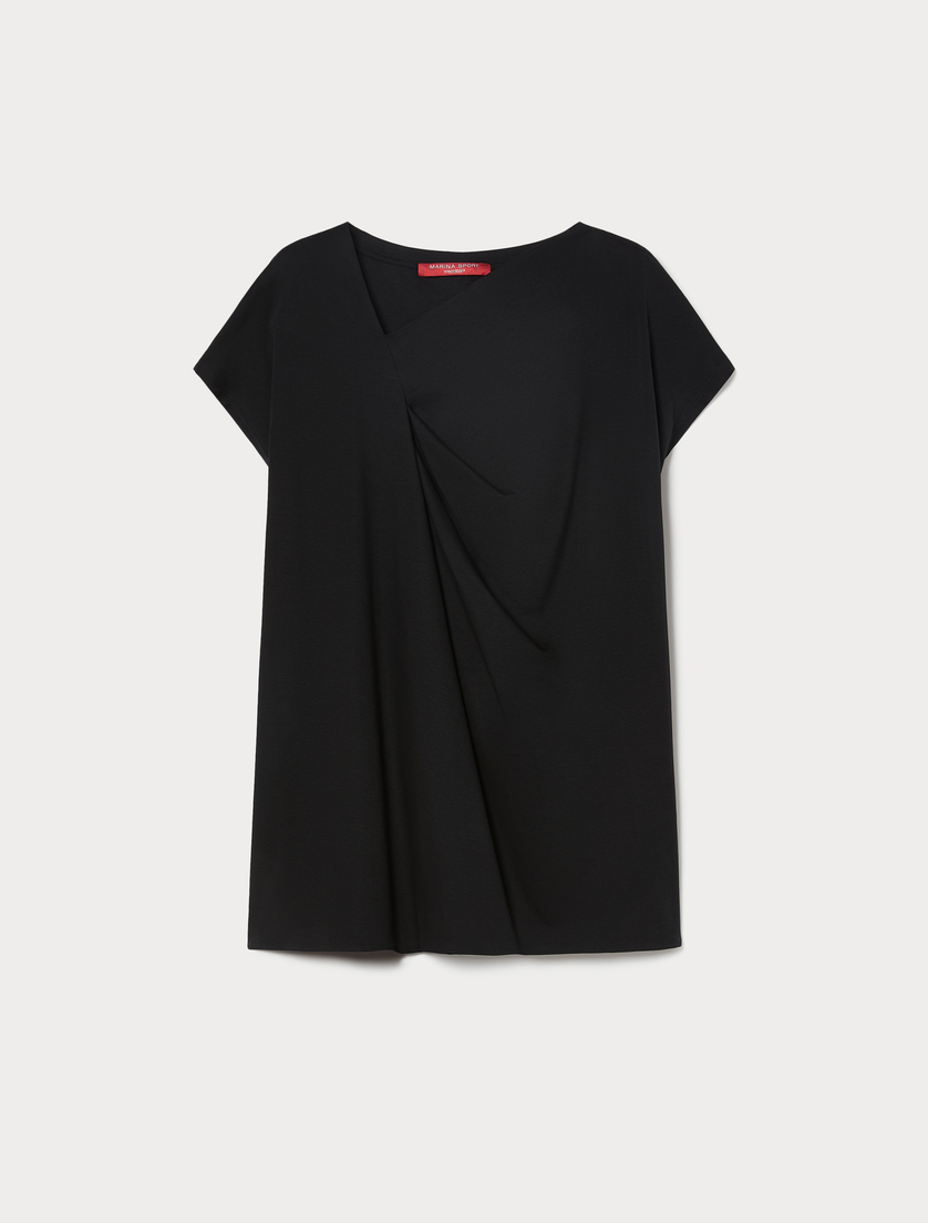 Draped jersey T-shirt - BLACK - Marina Rinaldi