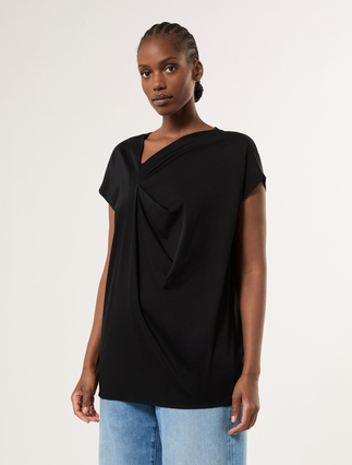 Draped jersey T-shirt - BLACK - Marina Rinaldi - 3