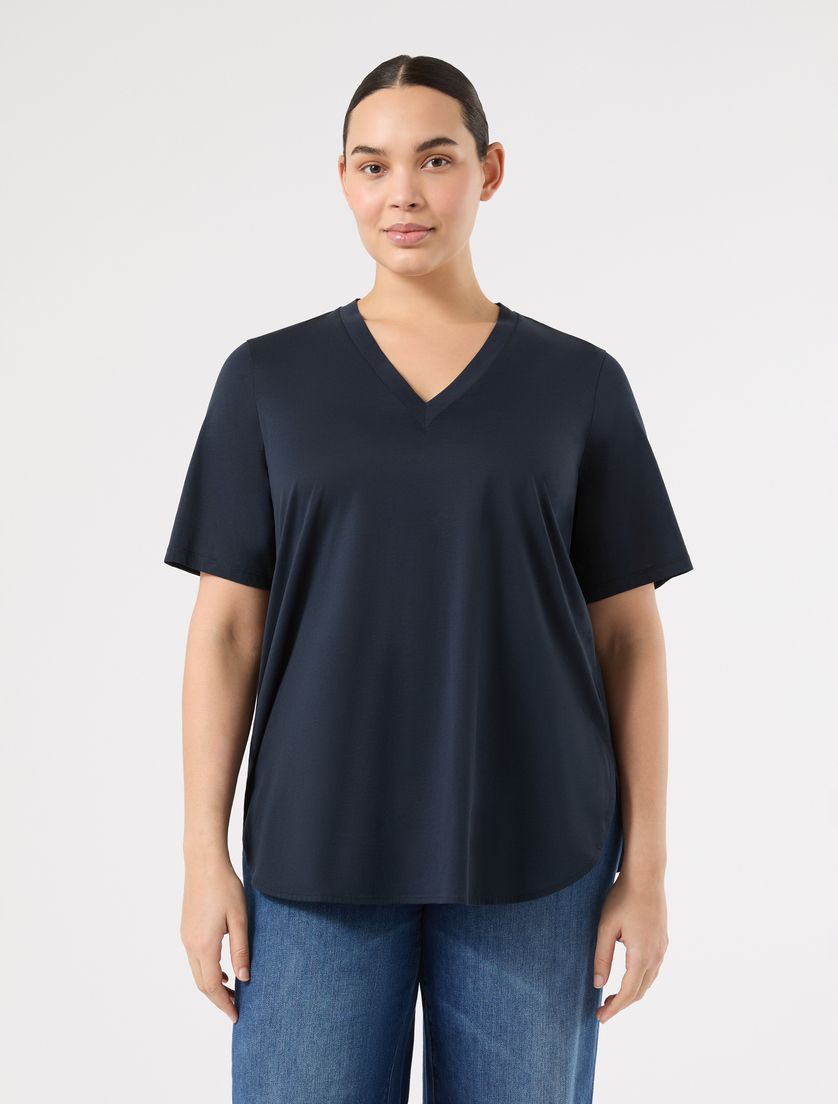 Cotton jersey T-shirt - NAVY - Marina Rinaldi - 3